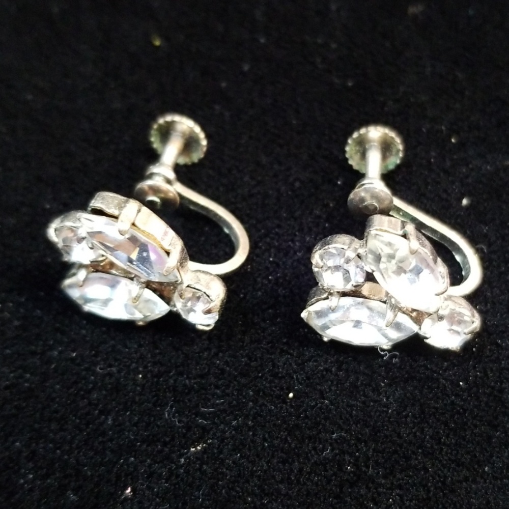 Vintage 1950s Made In Austria Crystal Screw Back Earrings - Picture 10 of 12